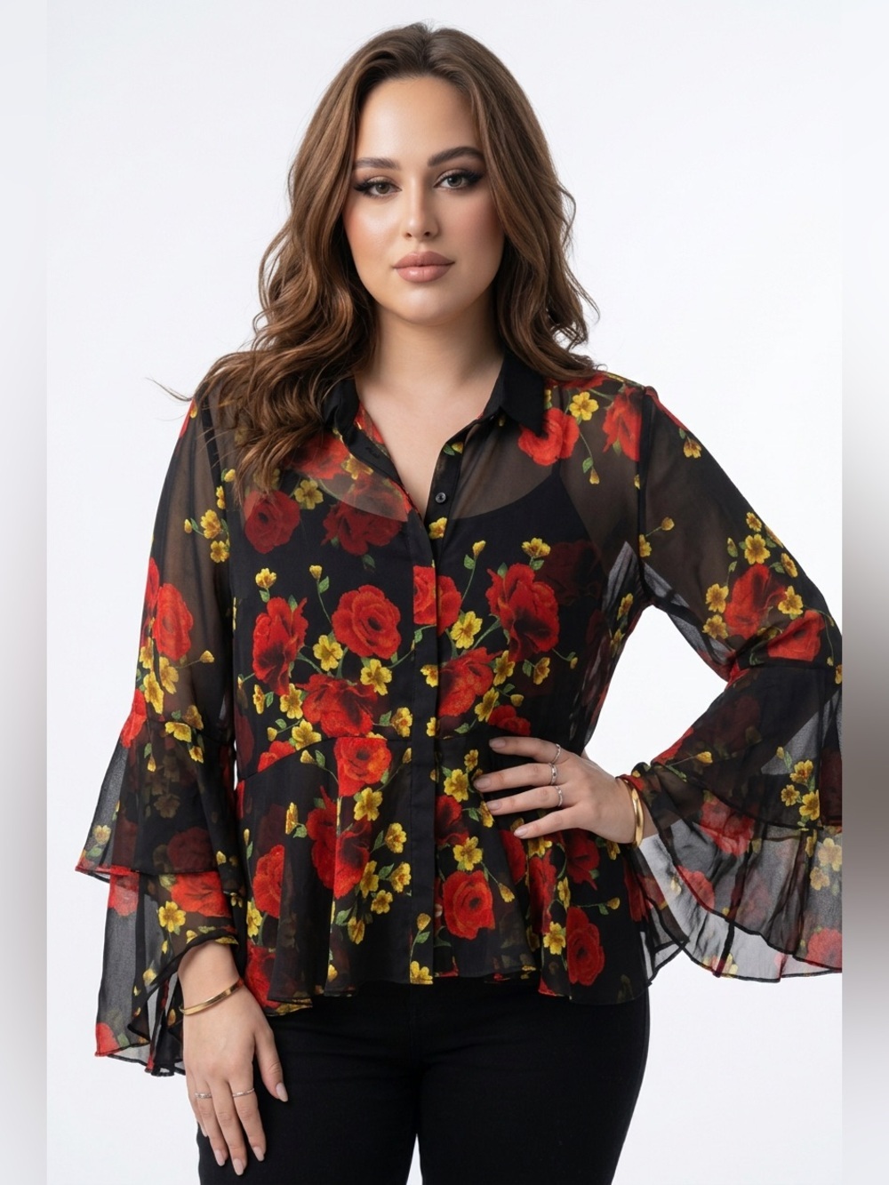 Floral sheer blouse